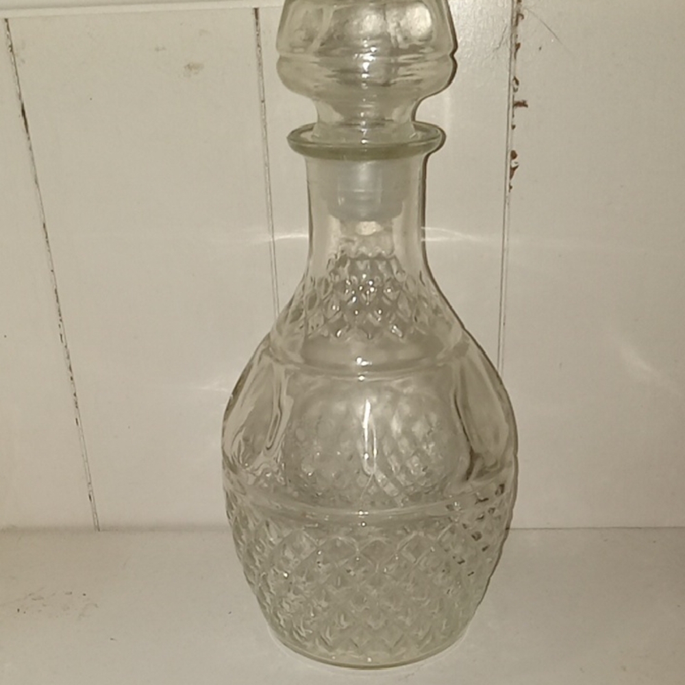 vintage Elegant Clear Glass Crown Royal Decanter